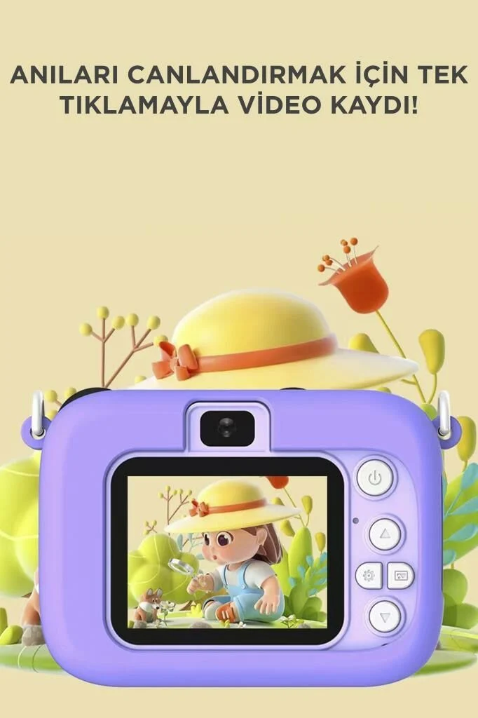 Torima CMR-16 Mor Mini 1080p Hd Çocuk Kamera Dijital Fotoğraf Makinesi 2-0 Inç Ekran 5 Adet Oyun